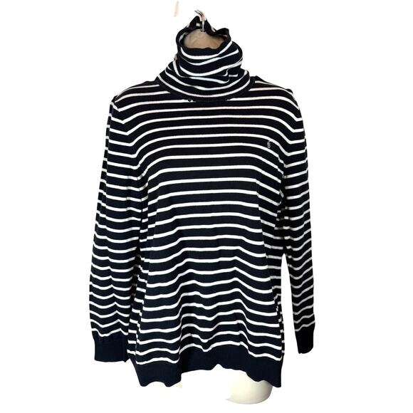 Lauren Ralph Lauren Tops - Lauren Ralph Lauren 1x women 100% cotton black white striped turtleneck academia
